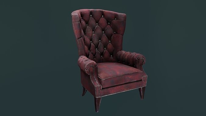 ARMCHAIR wingback chair Low-poly 3D model