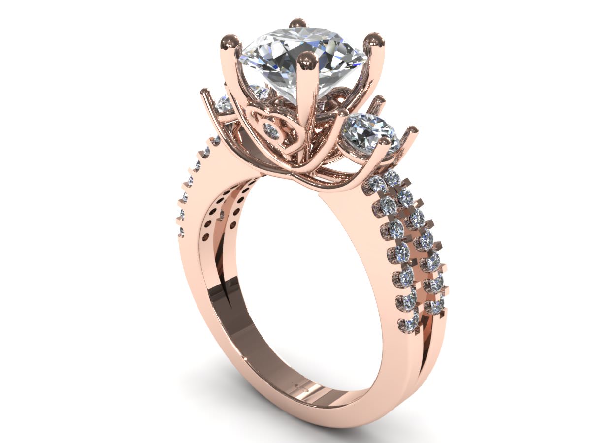 Three Diamond Pave Ring 3D print model_1