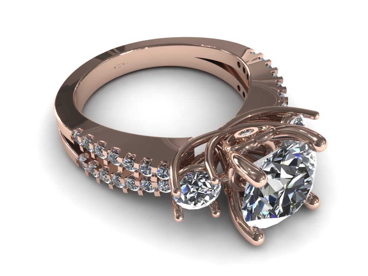 Three Diamond Pave Ring 3D print model_3