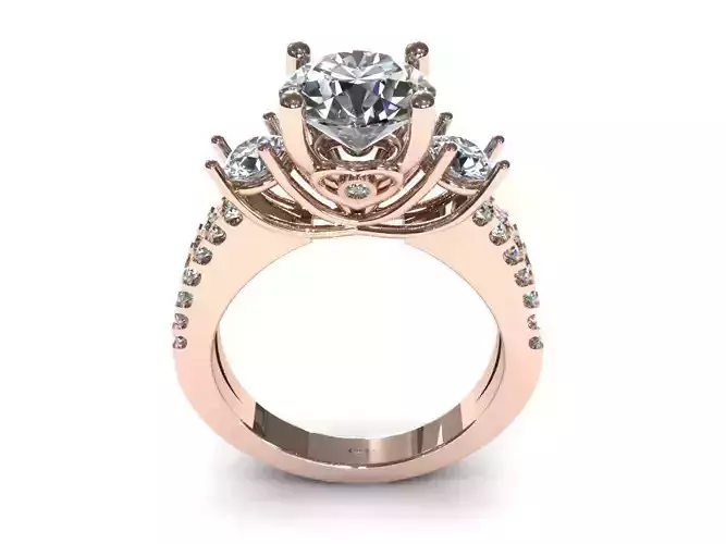 Three Diamond Pave Ring 3D print model