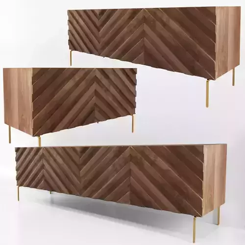 Decorative Chevron Console Walnut