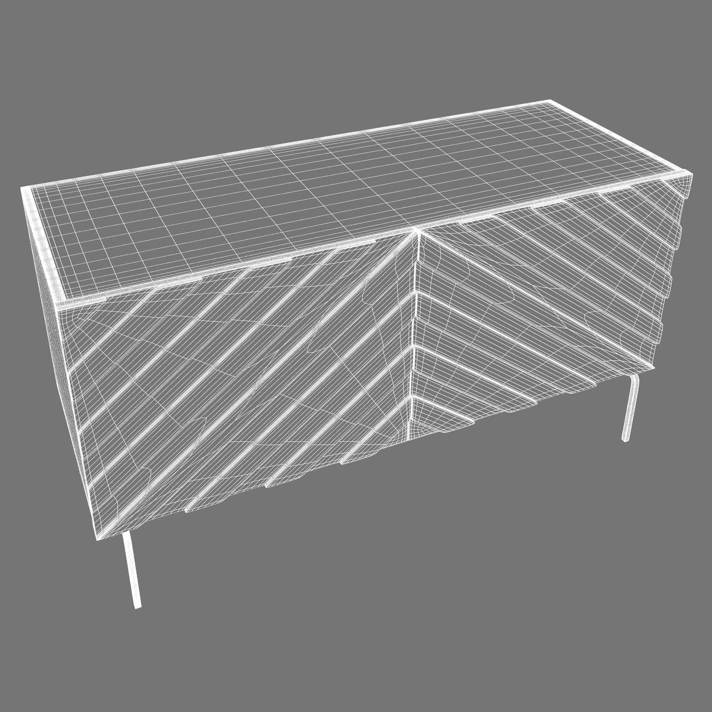 Decorative Chevron Console Walnut 3D model_2