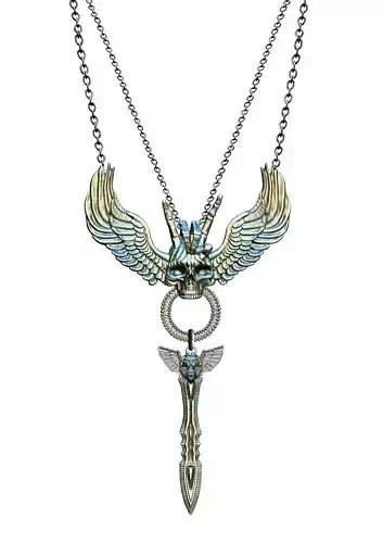 Skull wing sword lion 