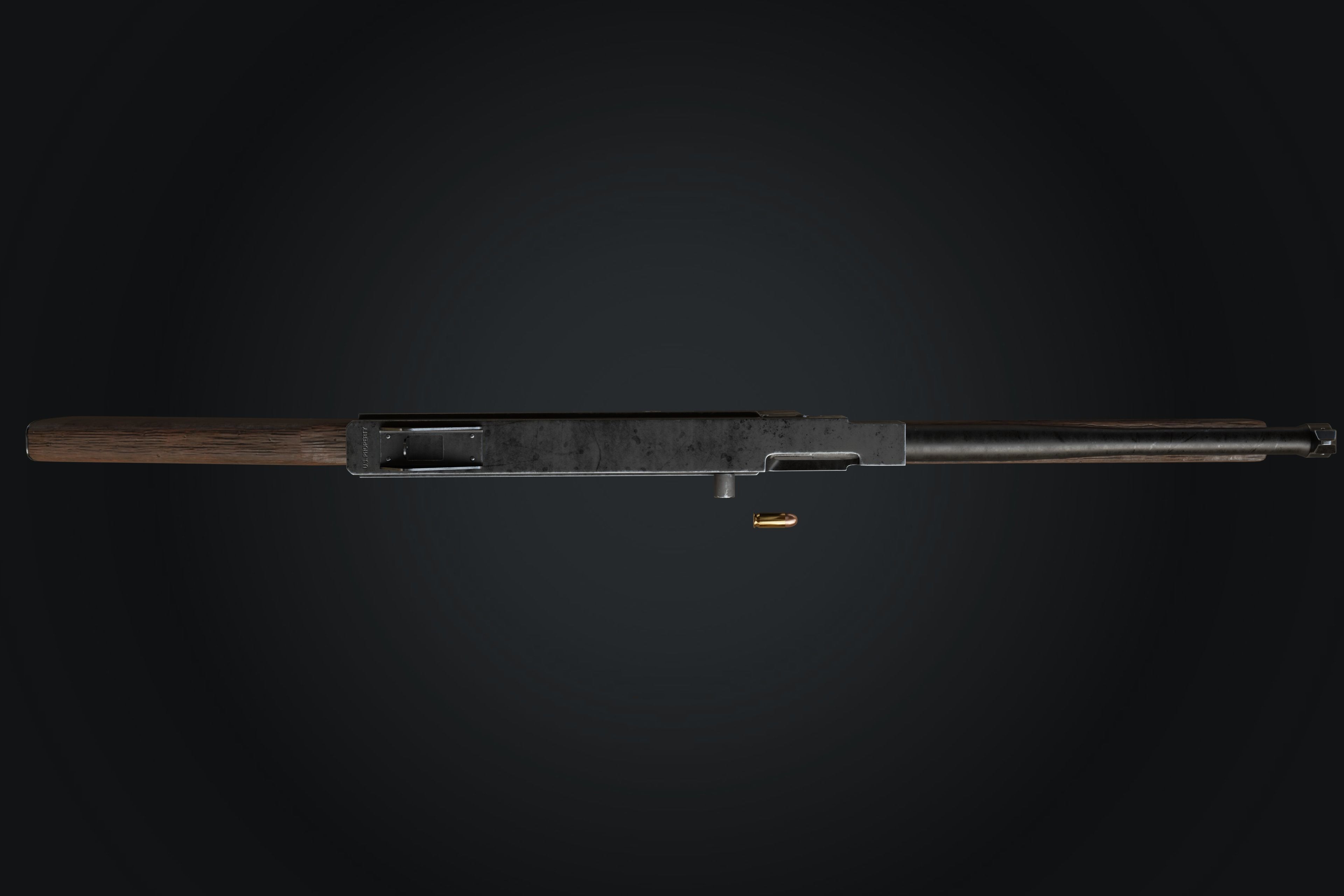 M1A1 Thompson Submachine gun Low-poly 3D model_11