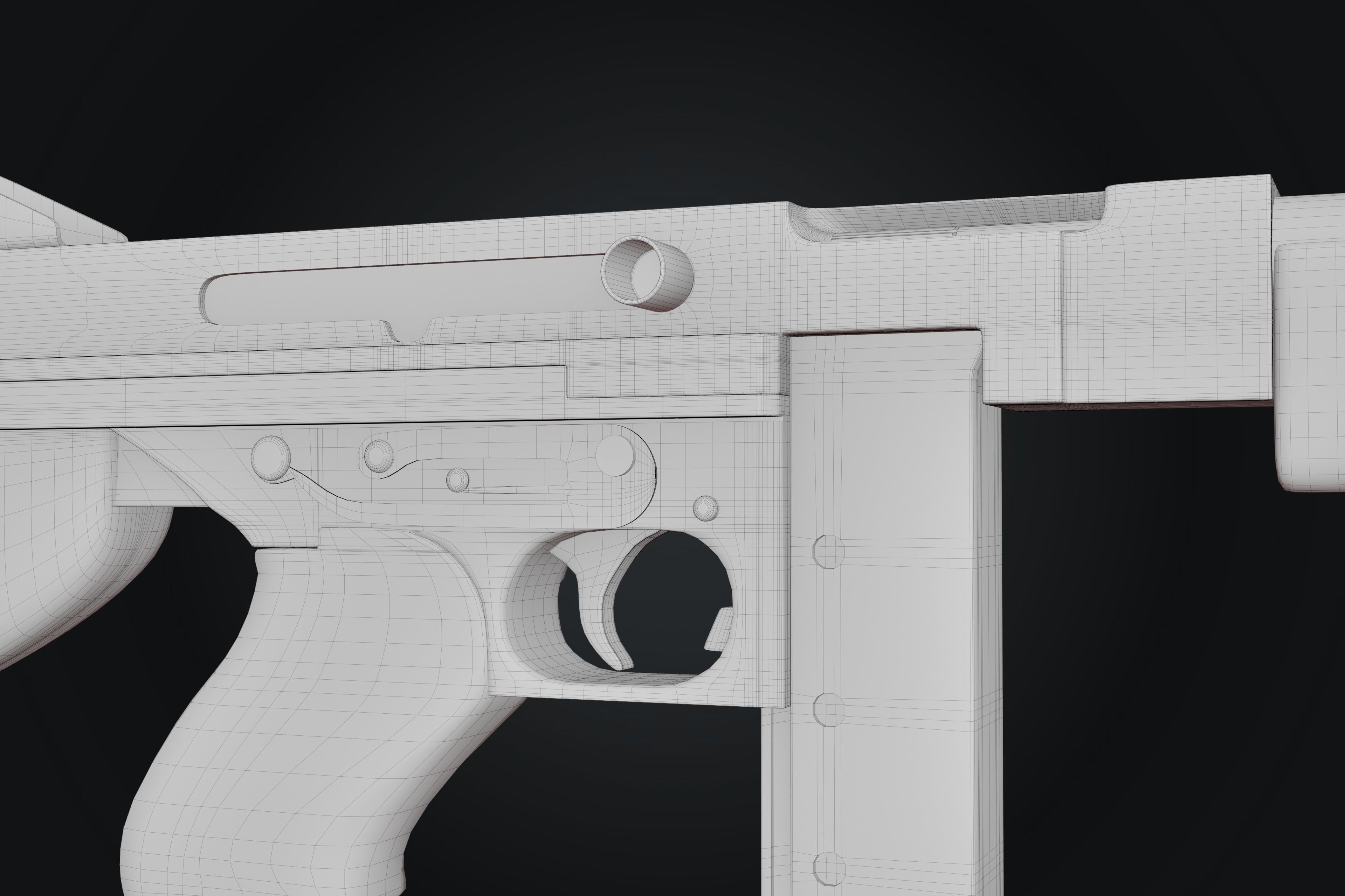 M1A1 Thompson Submachine gun Low-poly 3D model_17