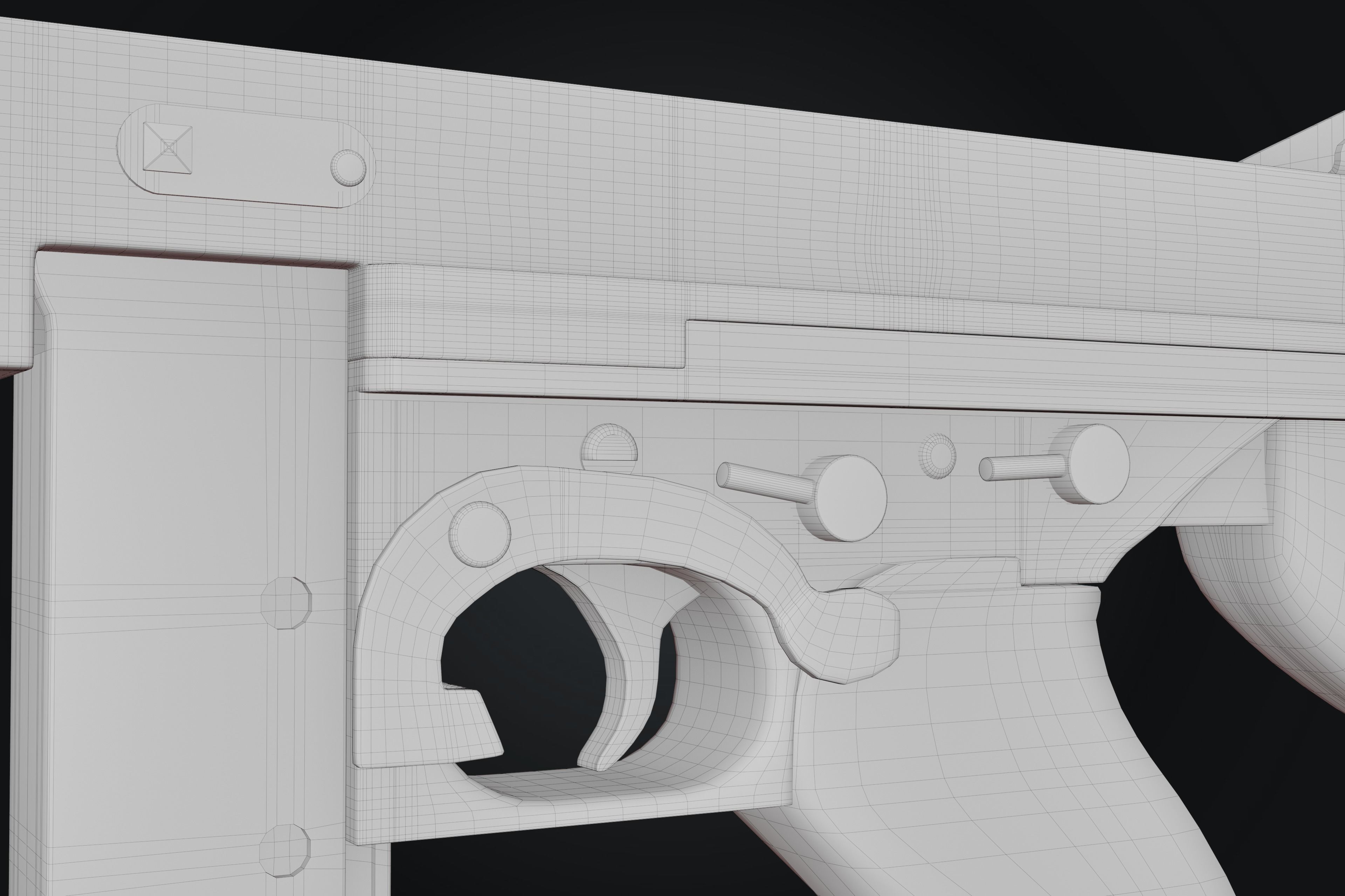 M1A1 Thompson Submachine gun Low-poly 3D model_16