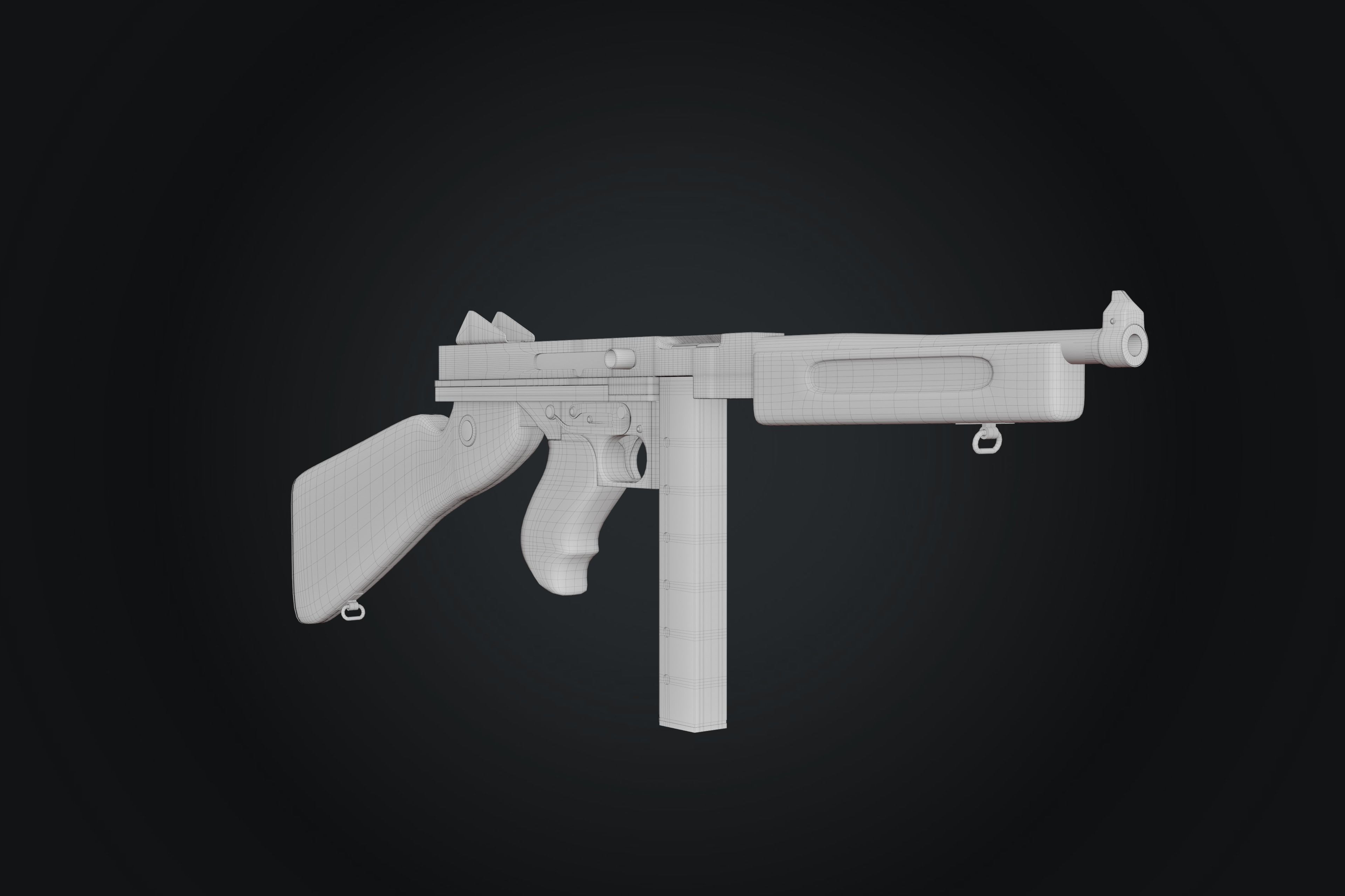 M1A1 Thompson Submachine gun Low-poly 3D model_14