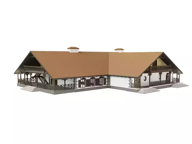 Restaurant of Ukrainian national cuisine low-poly