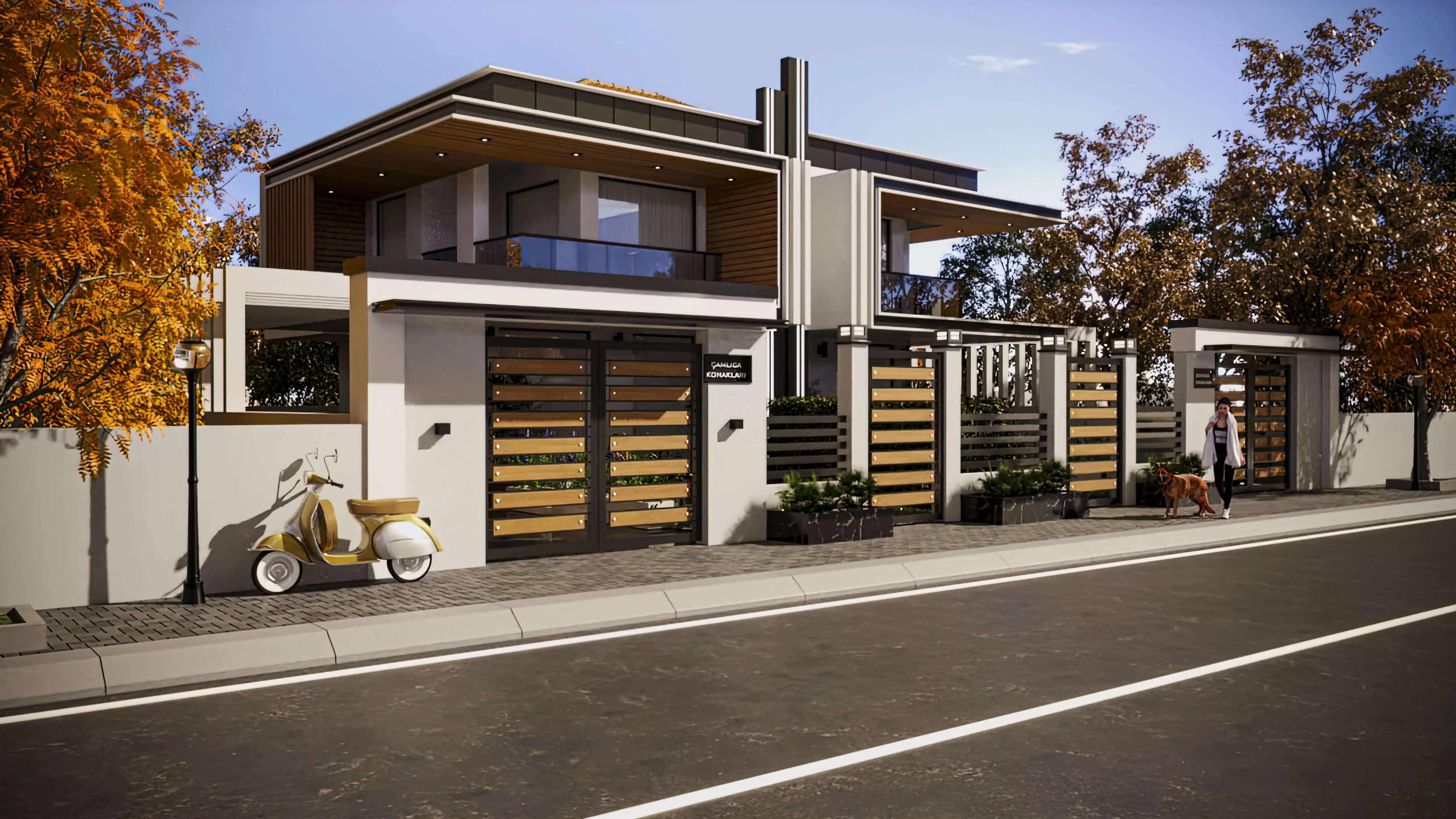 3D Exterior Modern Villa Scene 3D model_0