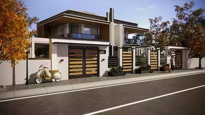 3D Exterior Modern Villa Scene 3D model