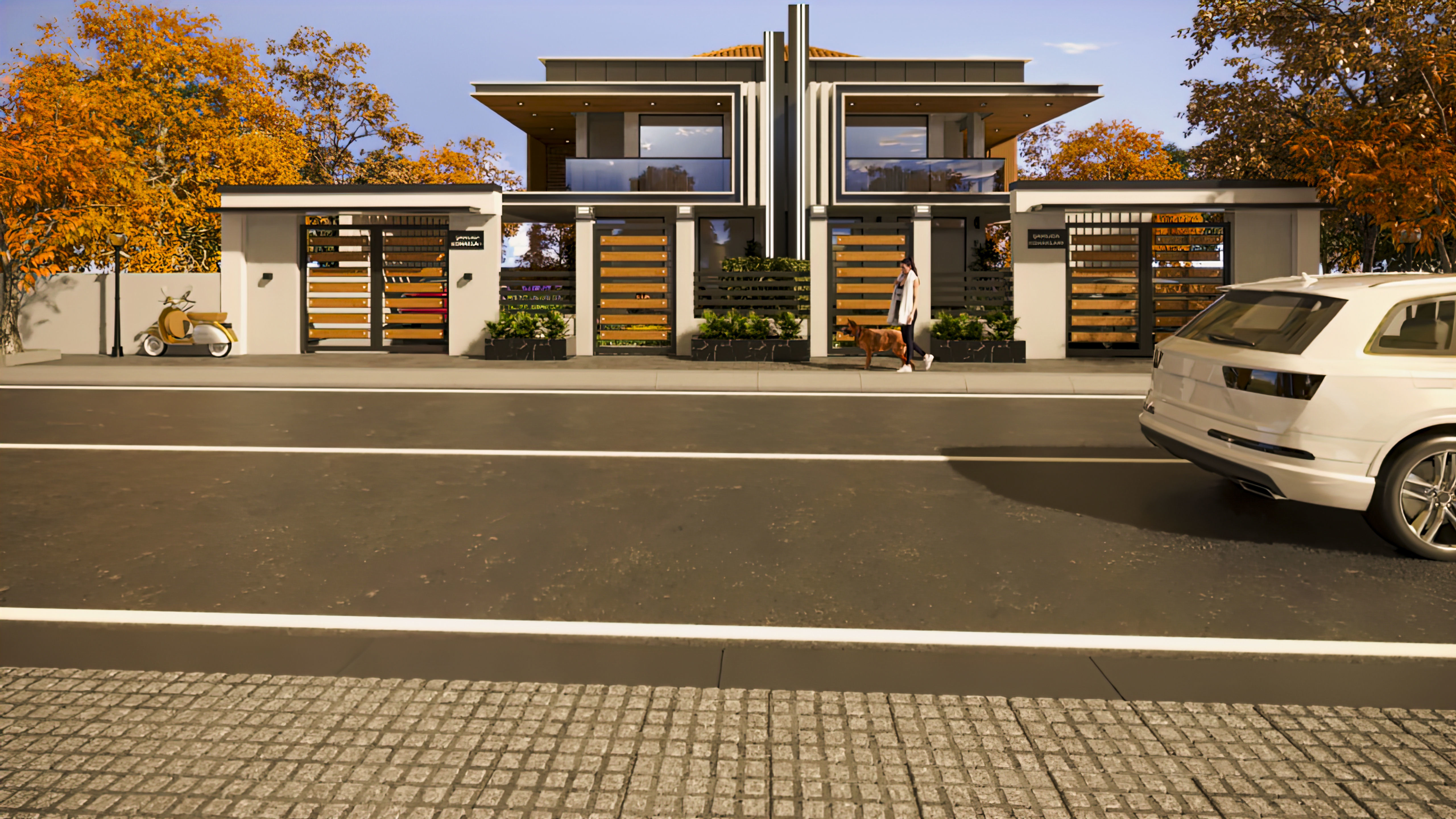 3D Exterior Modern Villa Scene 3D model_2