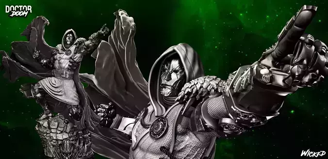 Wicked Marvel Dr Doom F4 Diorama Version Sculpture  3D print model
