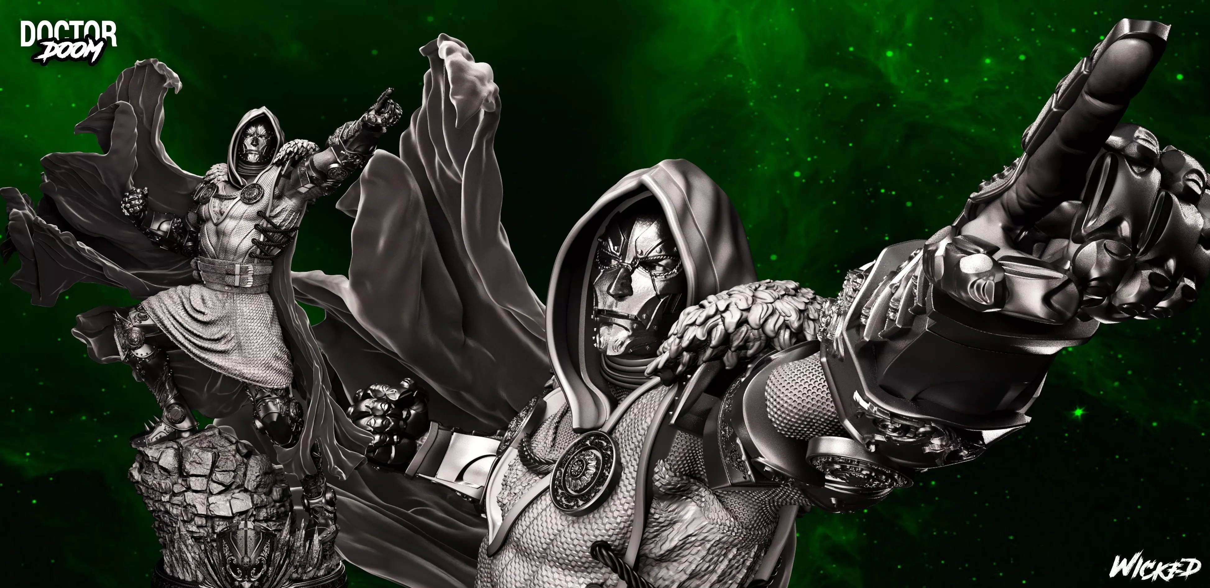 Wicked Marvel Dr Doom F4 Diorama Version Sculpture  3D print model_0