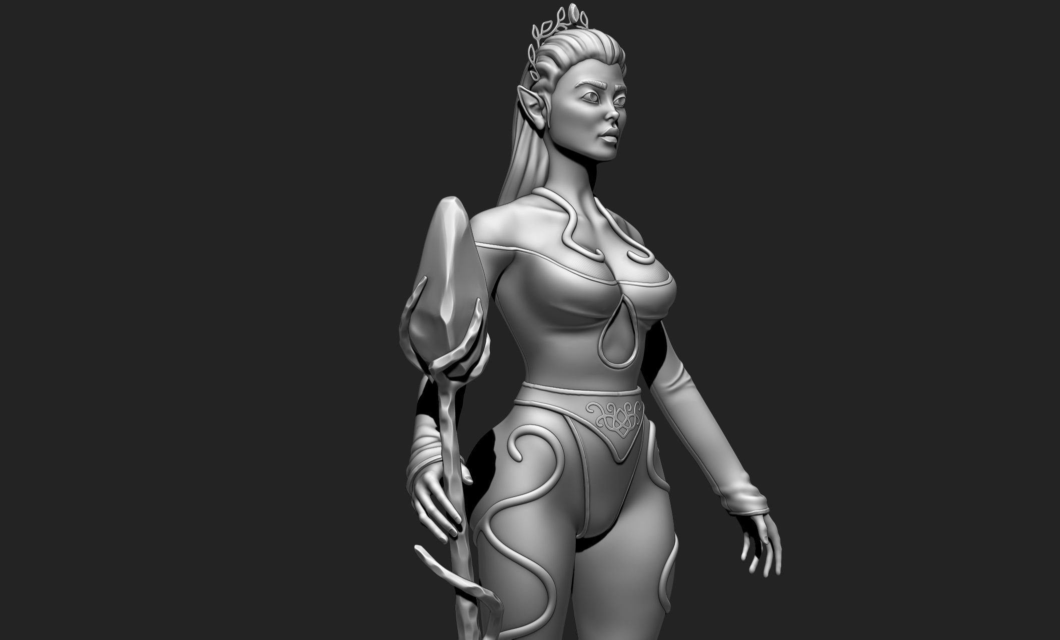Female Elf Character - Medieval - Fantasy 3D print model_29