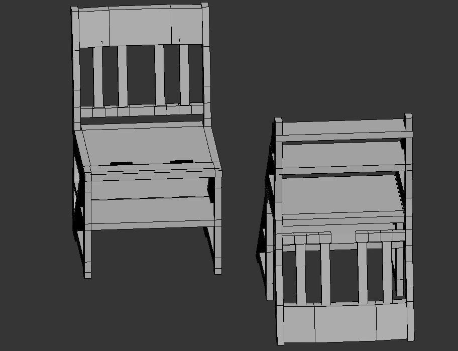 3d Low-poli Chair Transformer Ladder Low-poly 3D model_5