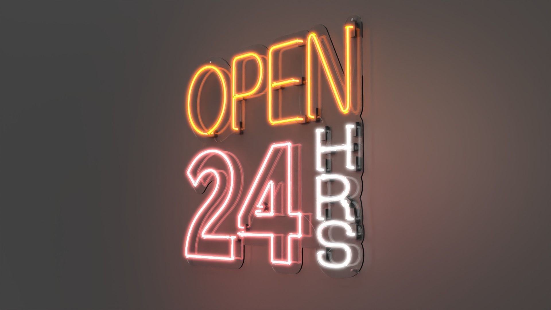 OPEN 24 HRS - Neon Sign 3D model_3