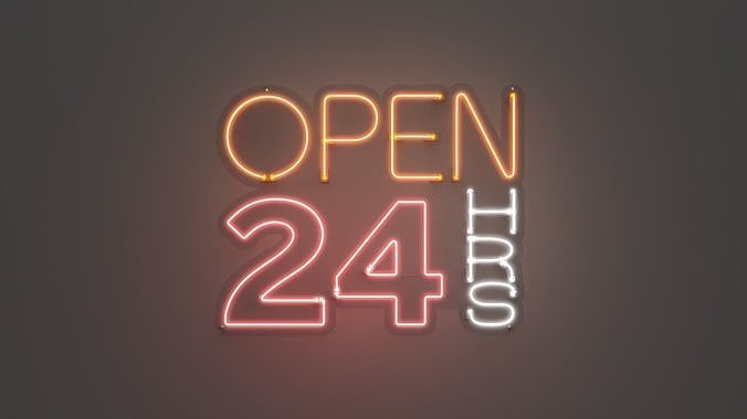 OPEN 24 HRS - Neon Sign 3D model
