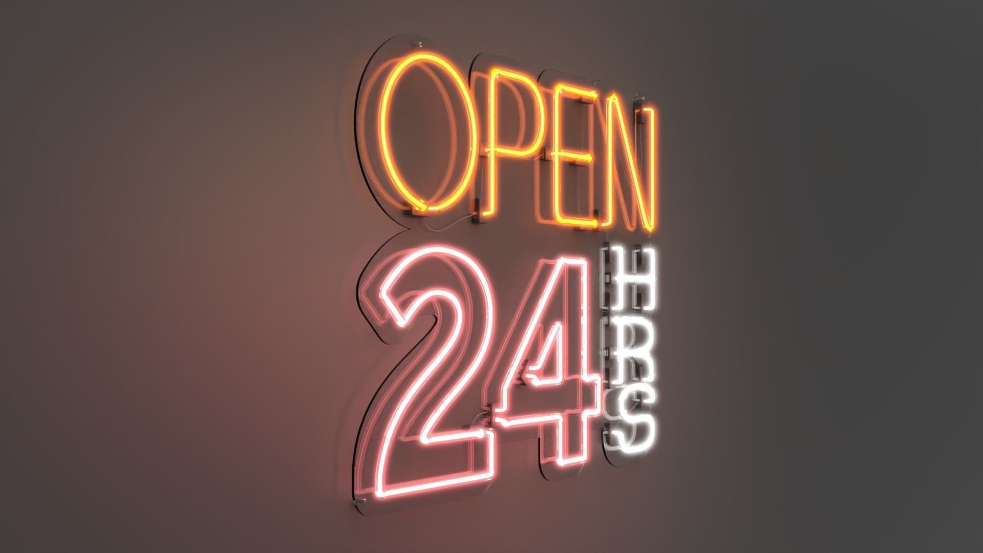 OPEN 24 HRS - Neon Sign 3D model_4
