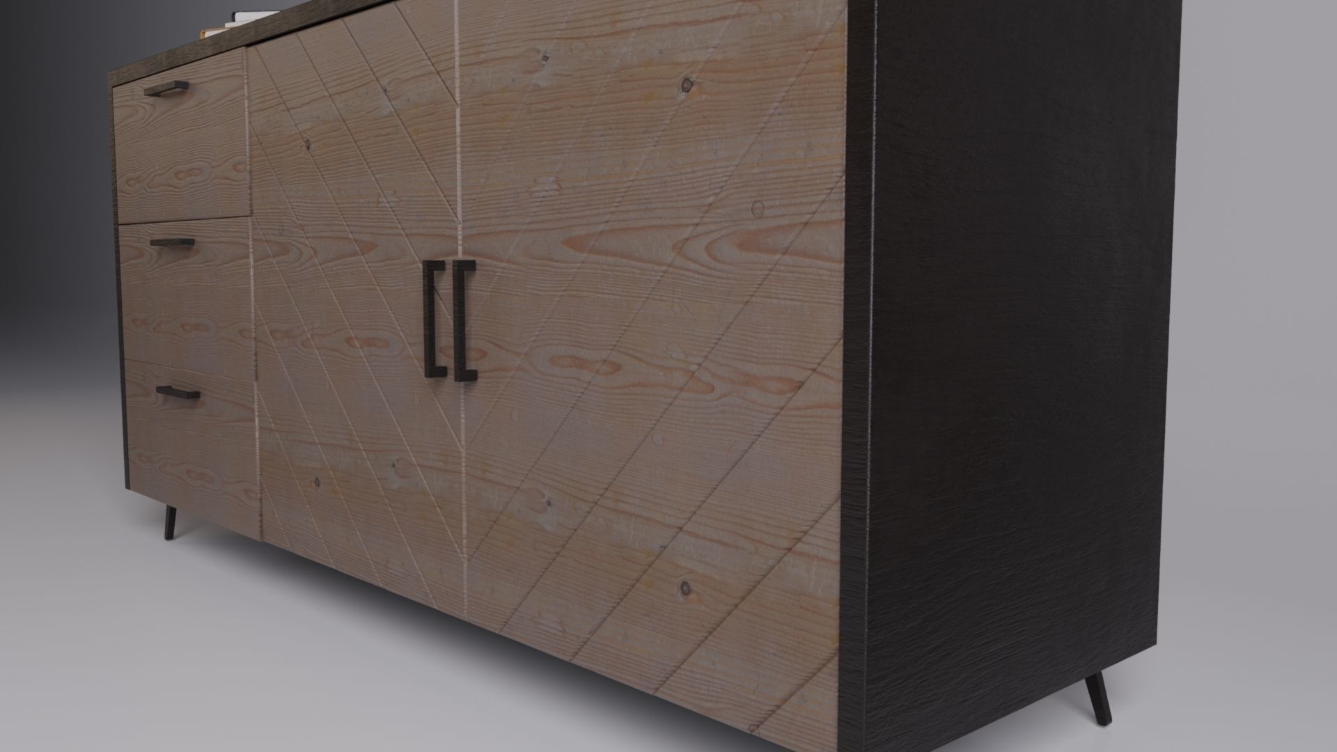MODERN WOOD CONSOL TABEL SIDEBOARD MODEL 3D model_2