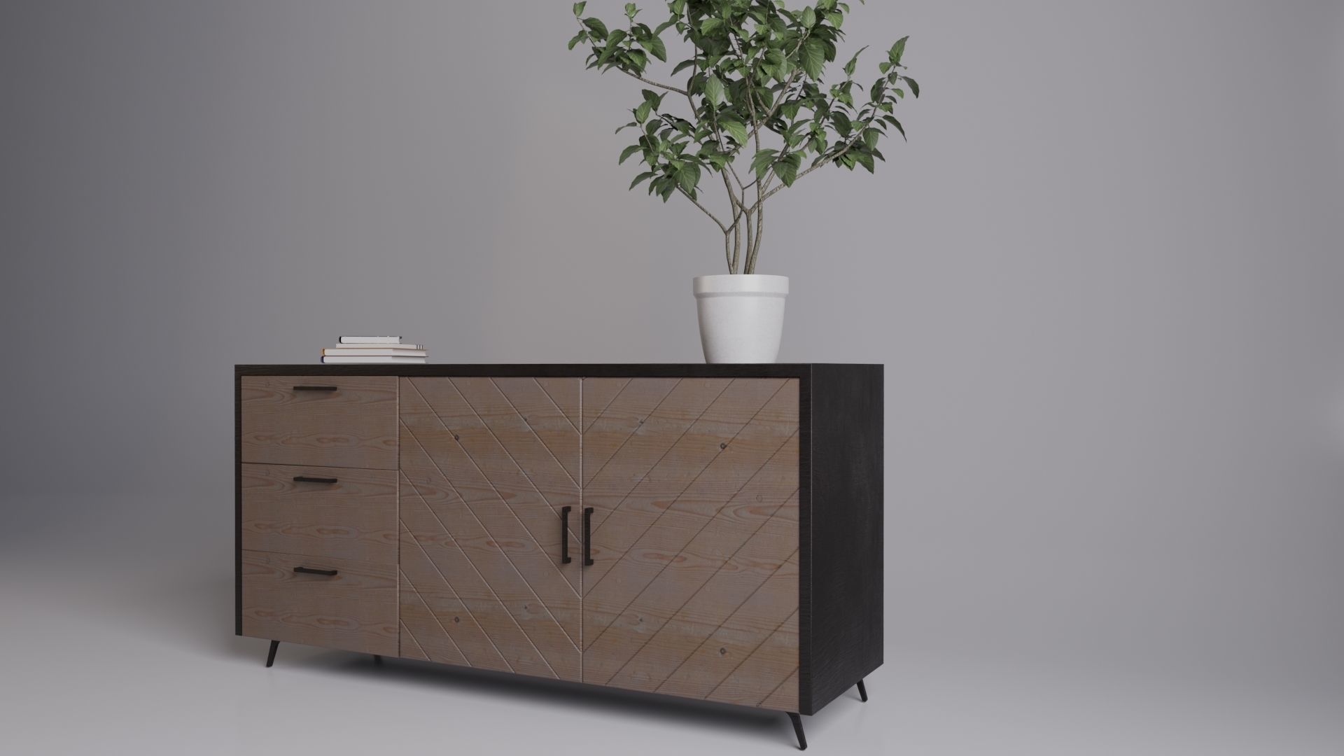 MODERN WOOD CONSOL TABEL SIDEBOARD MODEL 3D model_1
