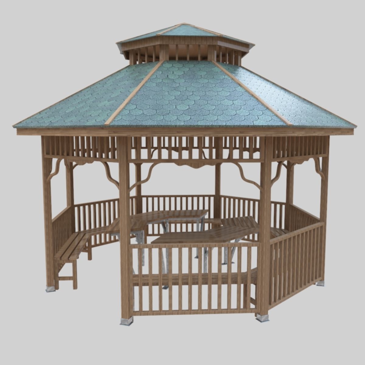 Wood Garden Pergola - Gazebo 01 Low-poly 3D model_31