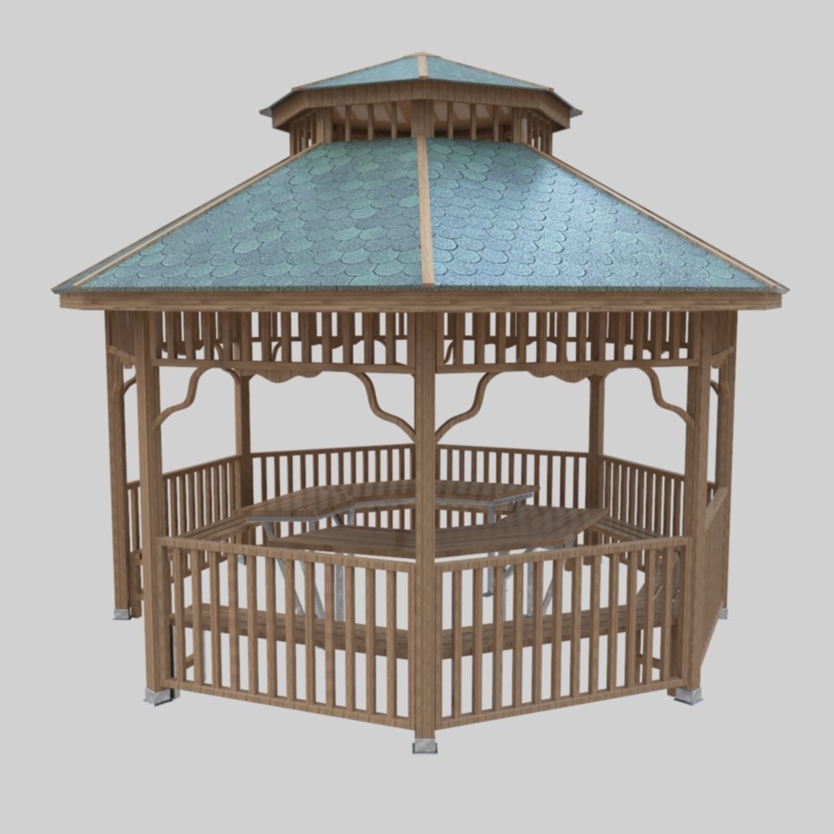 Wood Garden Pergola - Gazebo 01 Low-poly 3D model_24