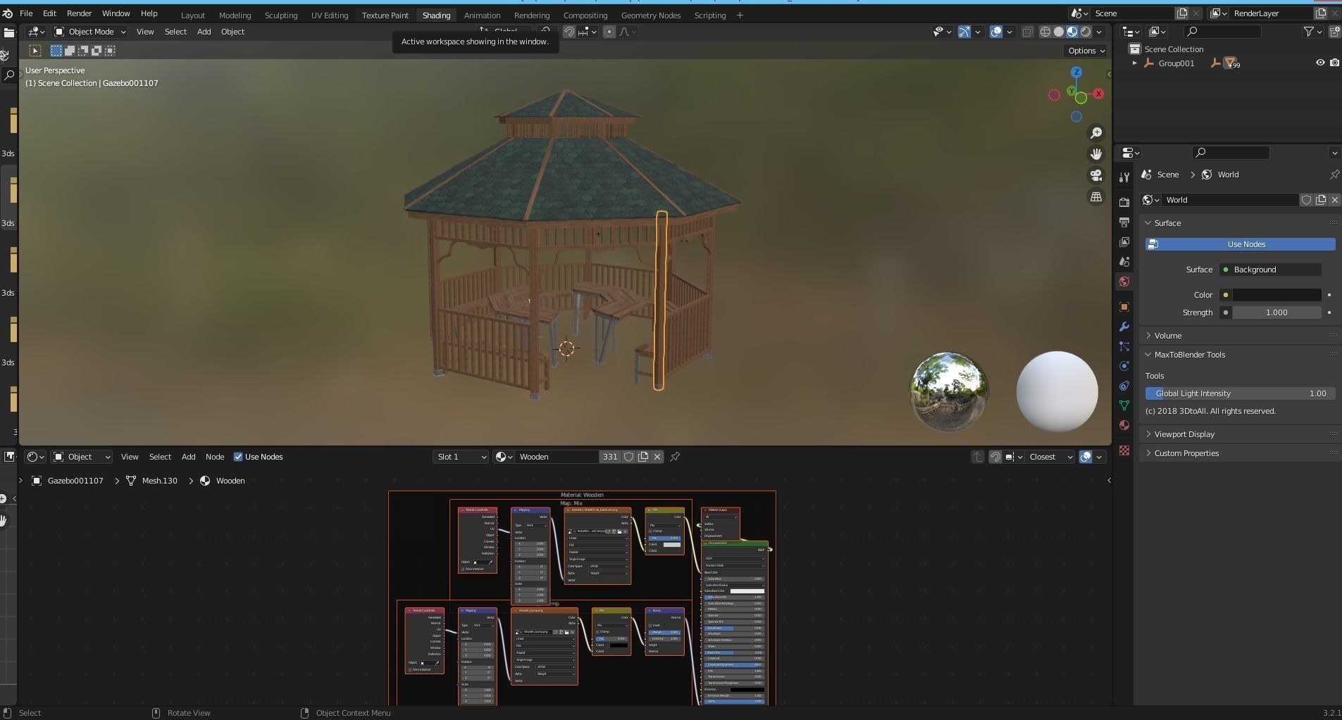 Wood Garden Pergola - Gazebo 01 Low-poly 3D model_12