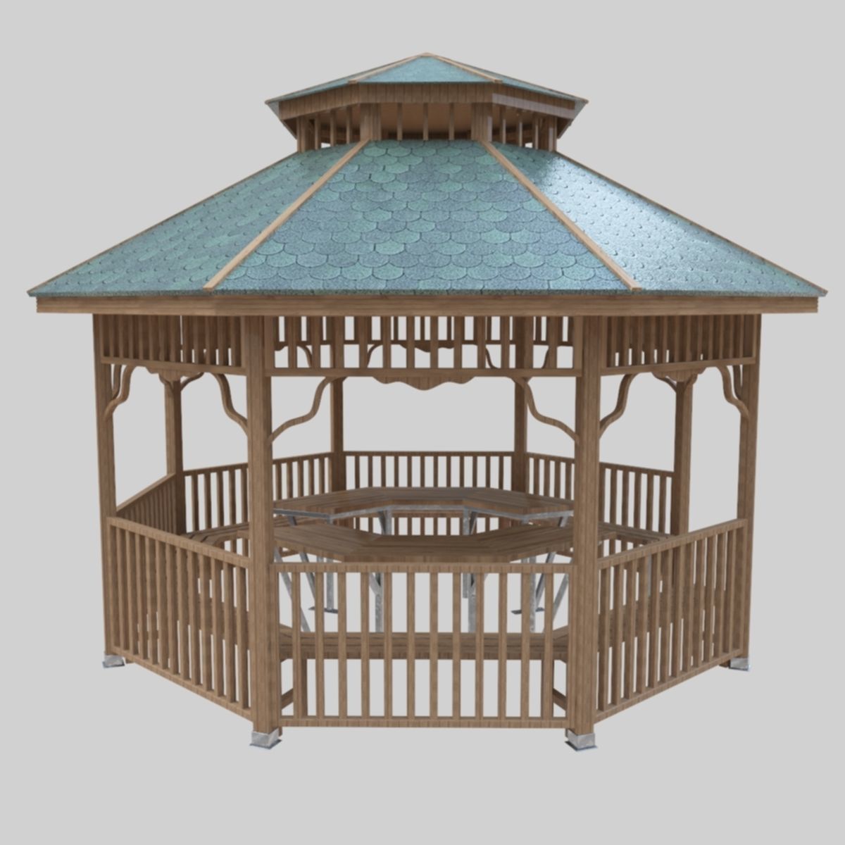 Wood Garden Pergola - Gazebo 01 Low-poly 3D model_19