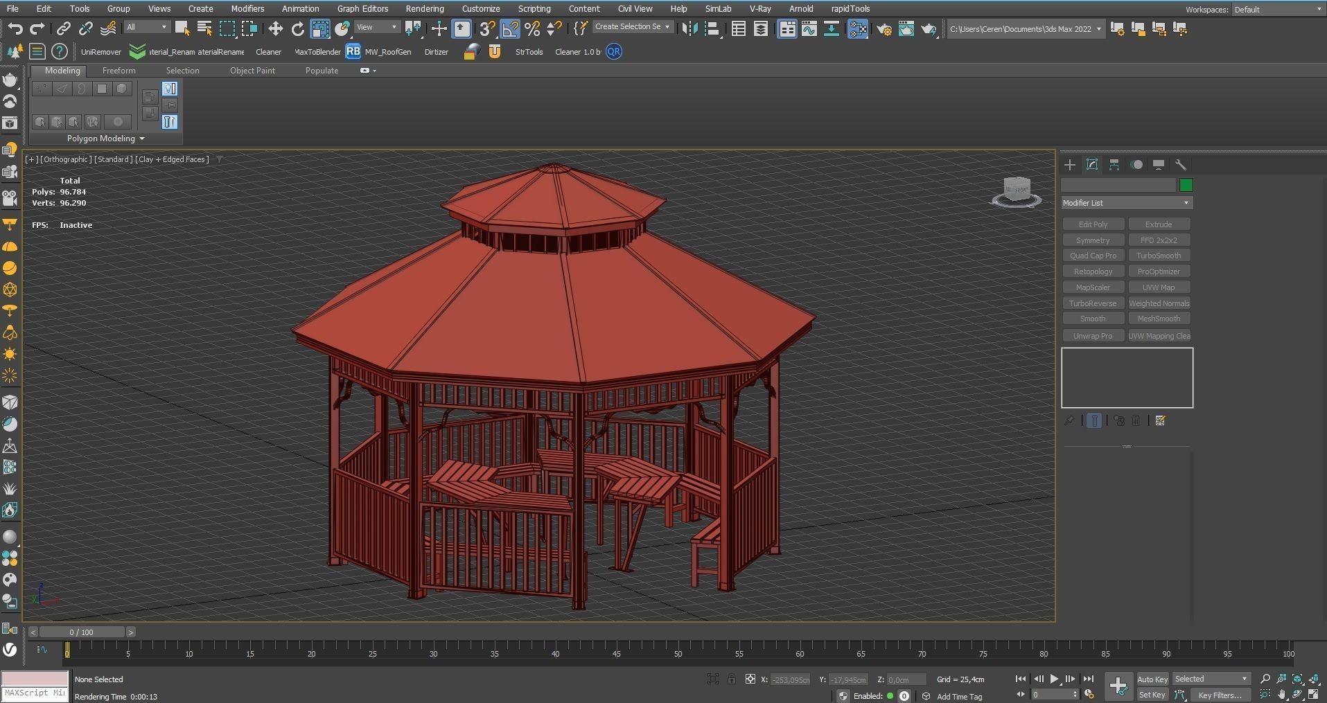 Wood Garden Pergola - Gazebo 01 Low-poly 3D model_13