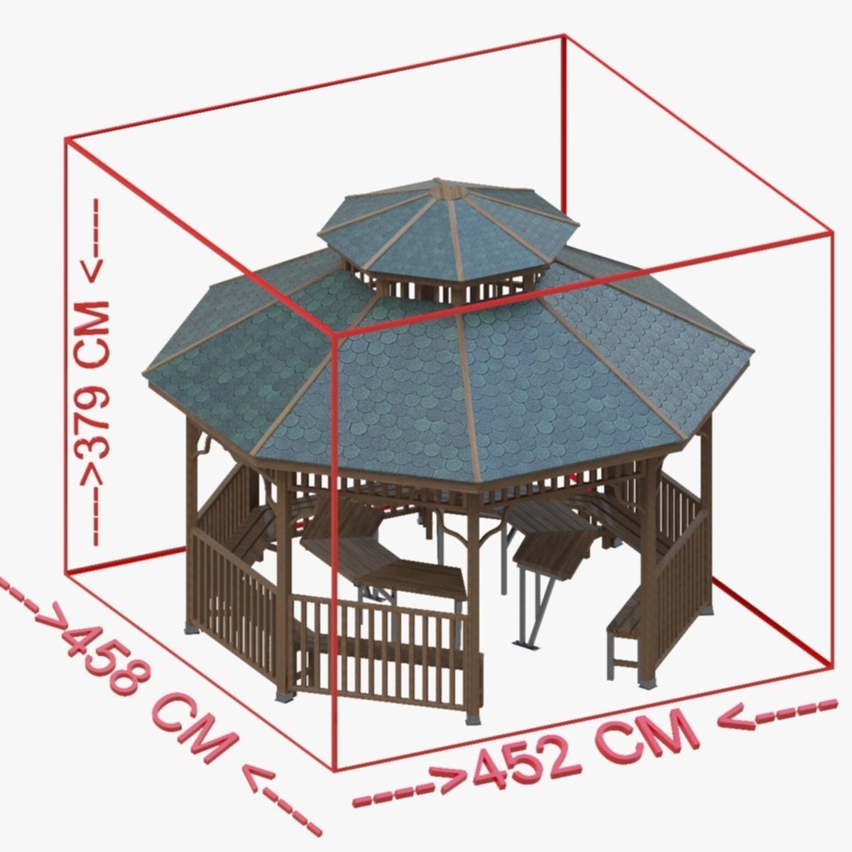 Wood Garden Pergola - Gazebo 01 Low-poly 3D model_14