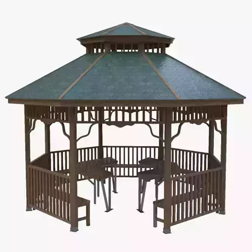 Wood Garden Pergola - Gazebo 01 Low-poly 3D model