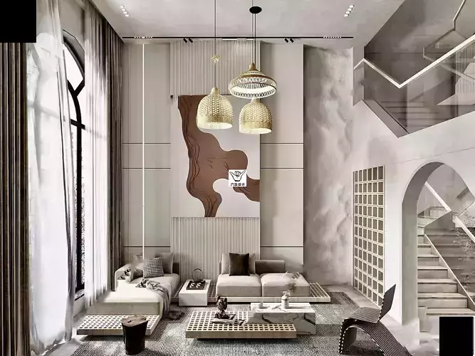WABI SABI Interior Villa design sketchup model 1 3D model