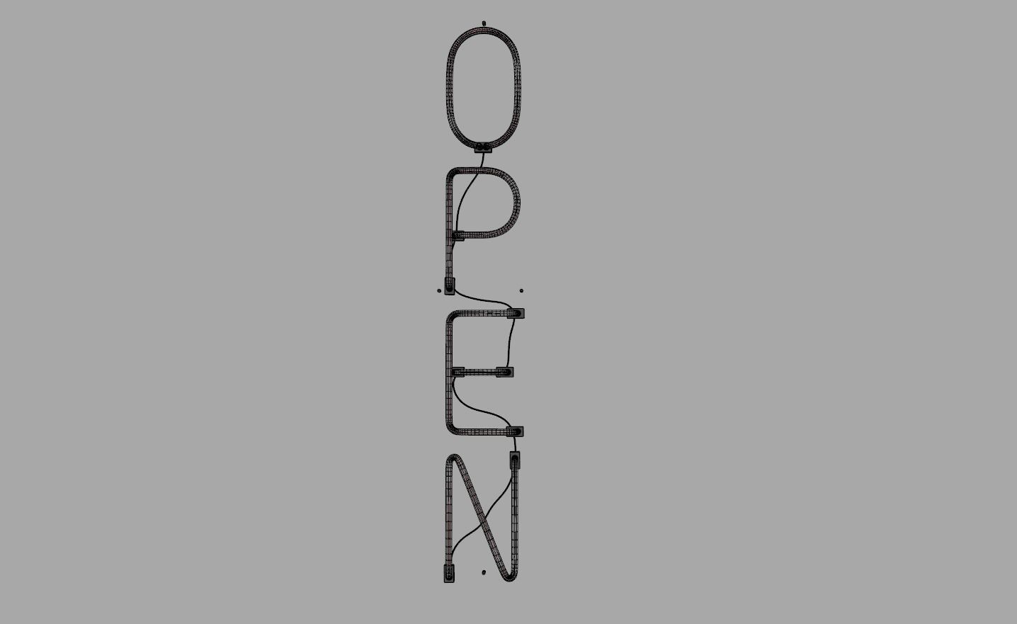 OPEN 3 - Neon Sign 3D model_6