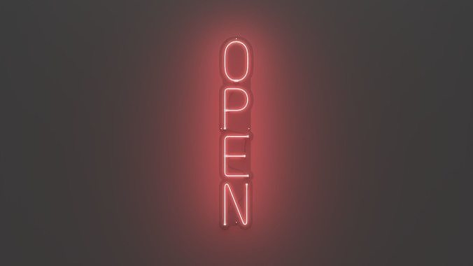 OPEN 3 - Neon Sign 3D model