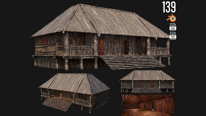 Old Wooden House 4K Textures GameReady 139 Low-poly 3D model