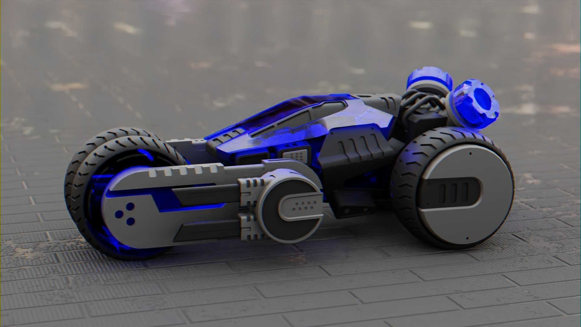 SCI-FI CONCEPT VEHICLE S-100 RIGGED 3D model_2