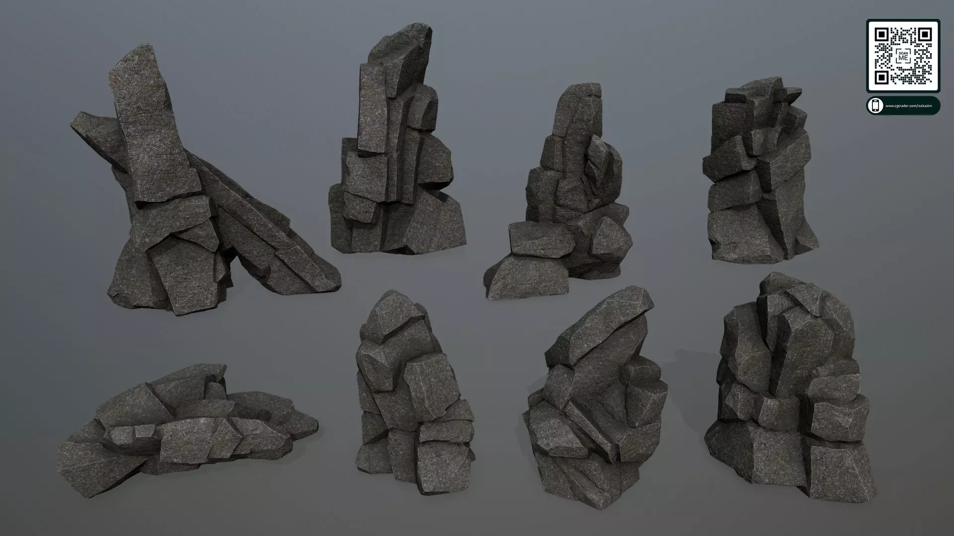 cliff rocks 1 Low-poly 3D model_0