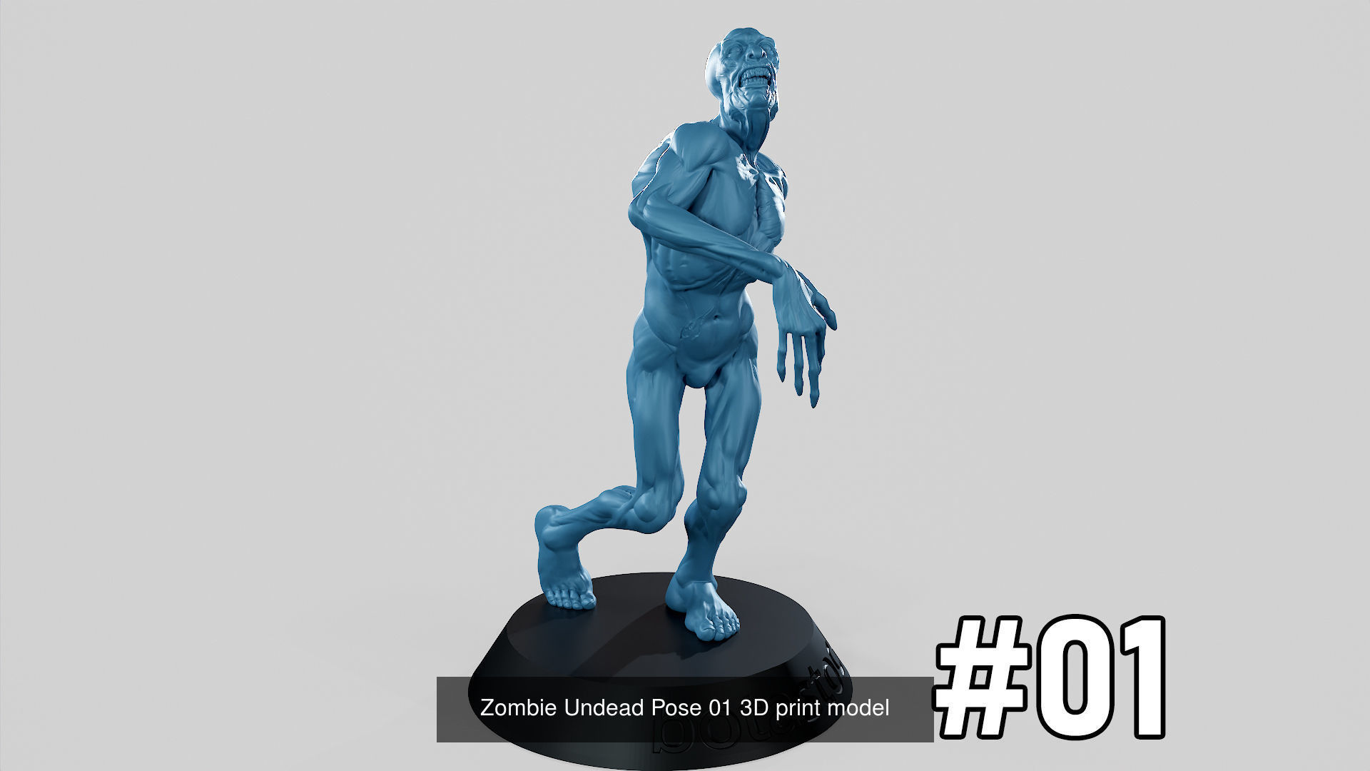 Zombie Undead in Epic Pose 3D Printable Pack 3D Model Collection_6