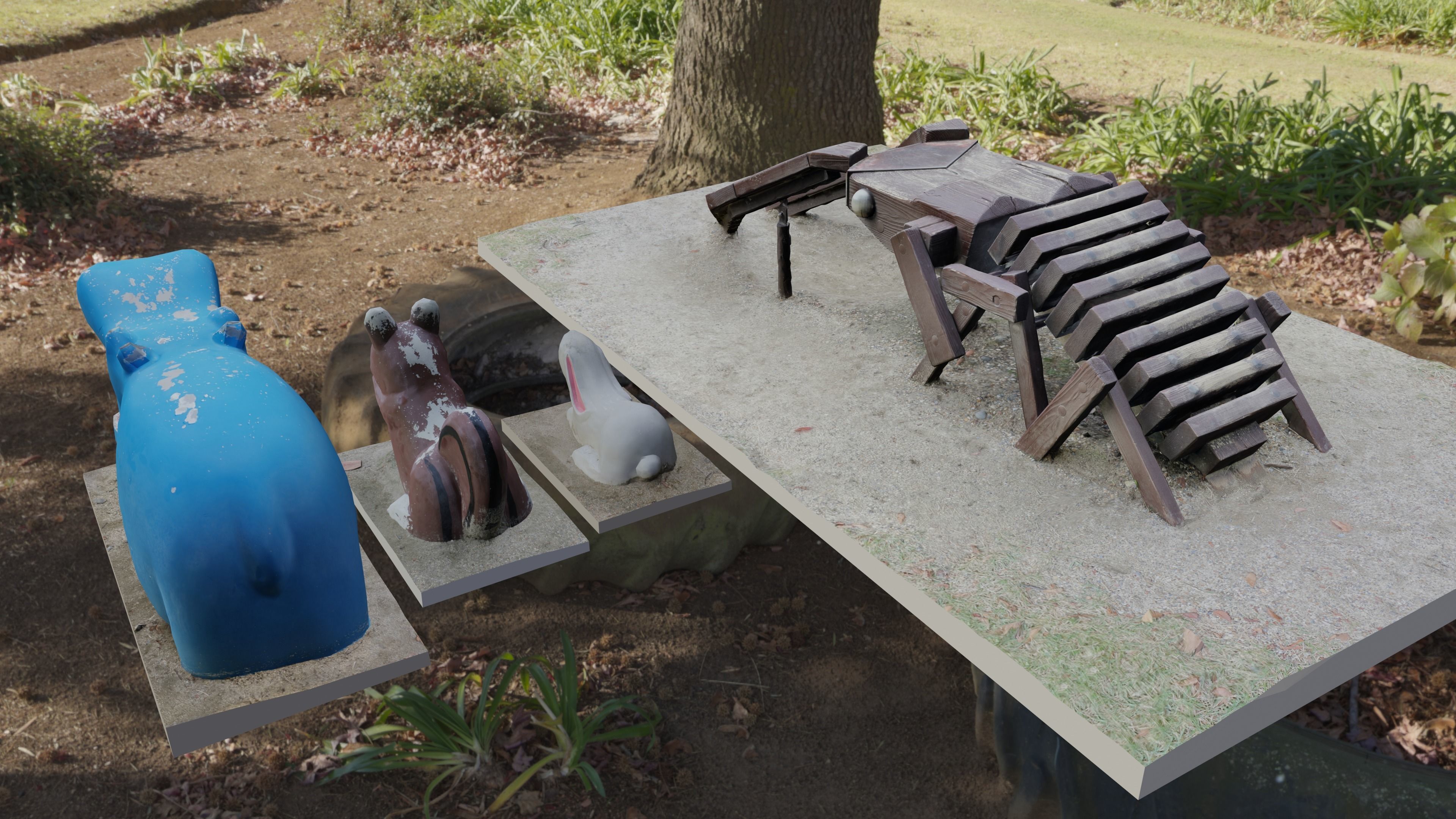 Playground Equipment -Animals and Stag Beetle- Low-poly 3D model_3