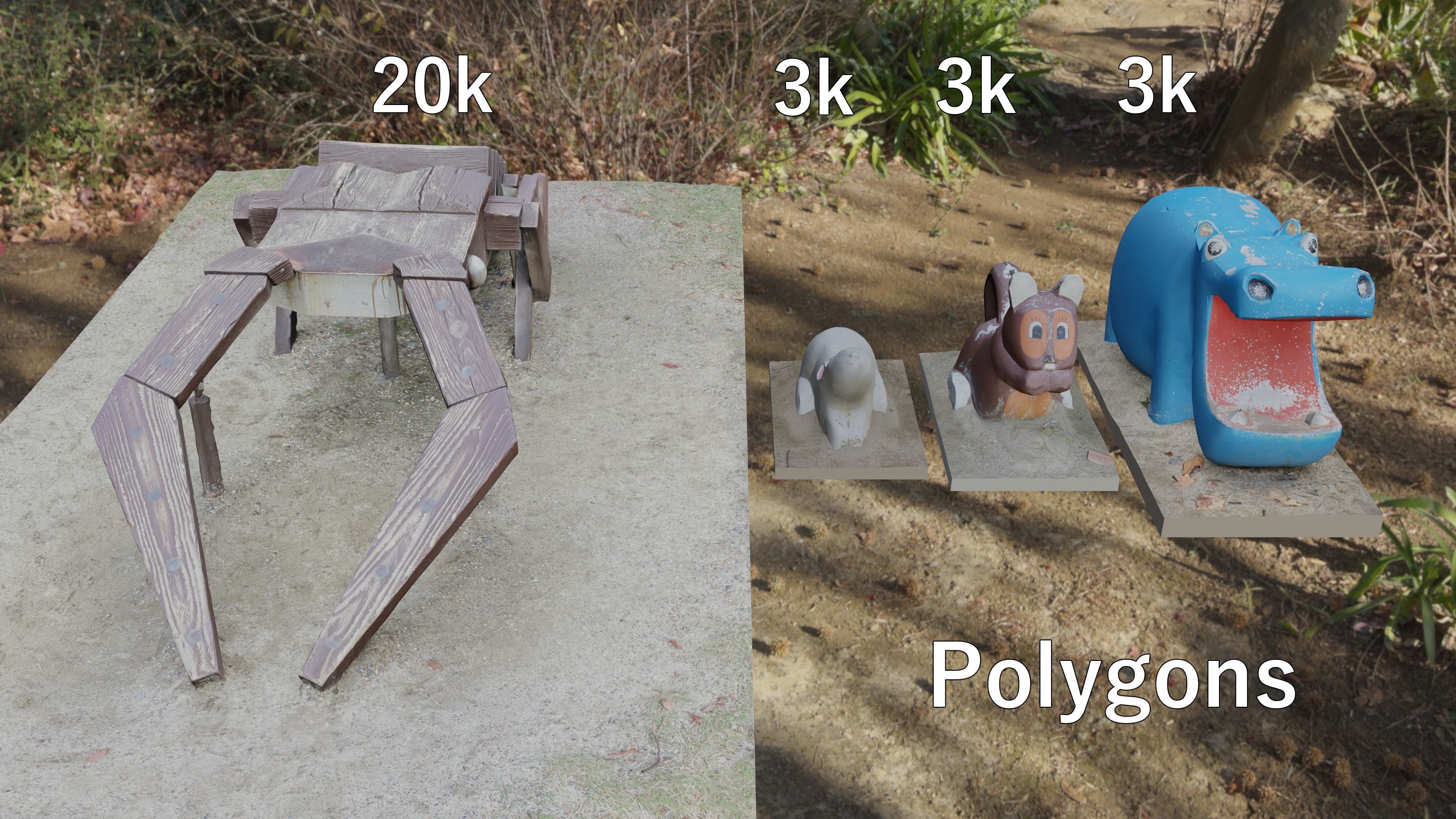 Playground Equipment -Animals and Stag Beetle- Low-poly 3D model_2