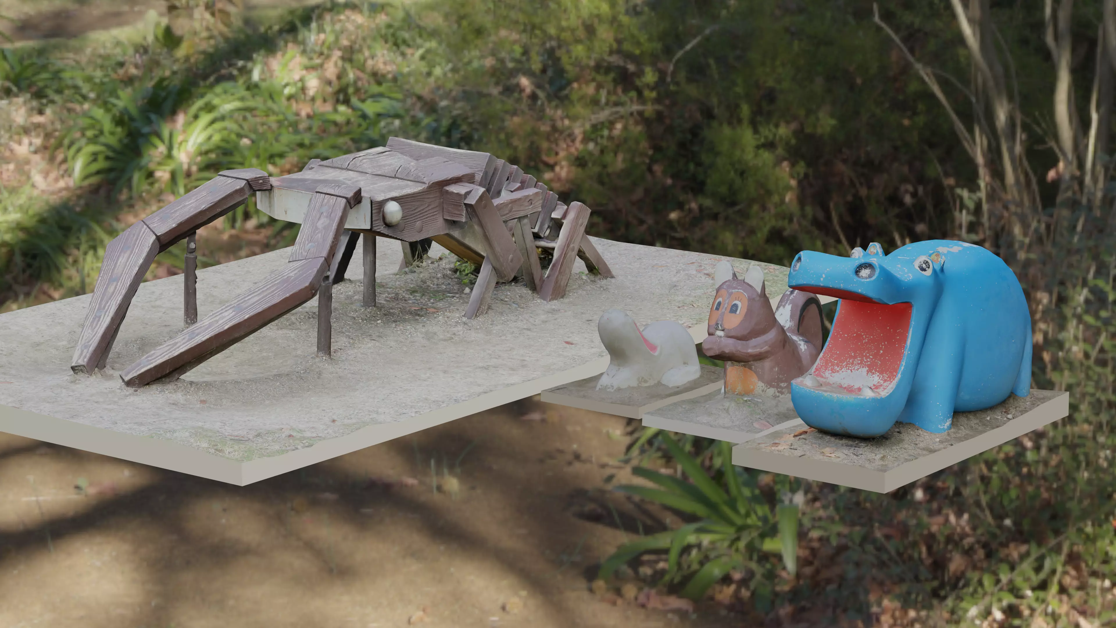 Playground Equipment -Animals and Stag Beetle- Low-poly 3D model_0