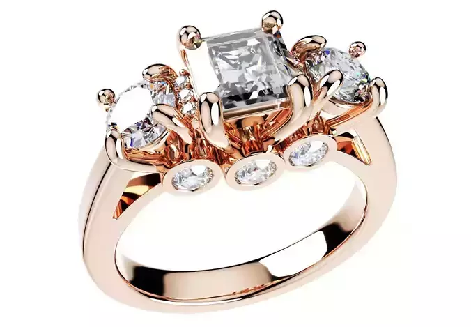 Princess  Trilogy Ring Italian Shank-TPSRD-IT 3D Print Model