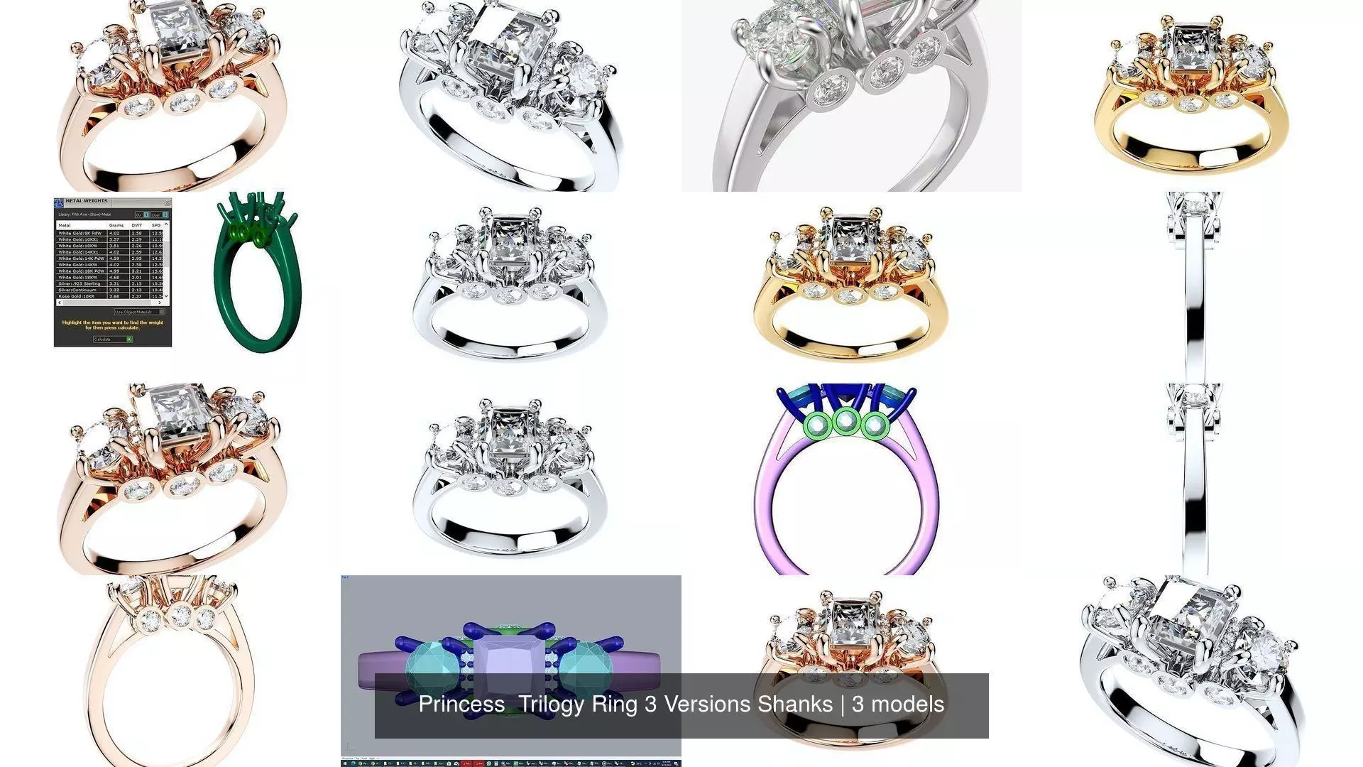 Princess  Trilogy Ring 3 Versions Shanks 3D Model Collection_0