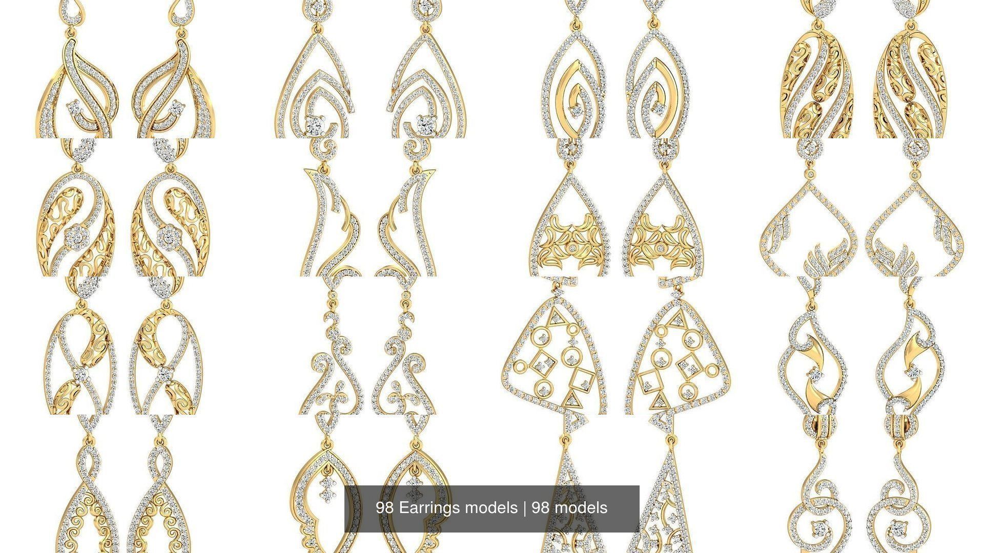 98 Earrings models 3D Model Collection_8