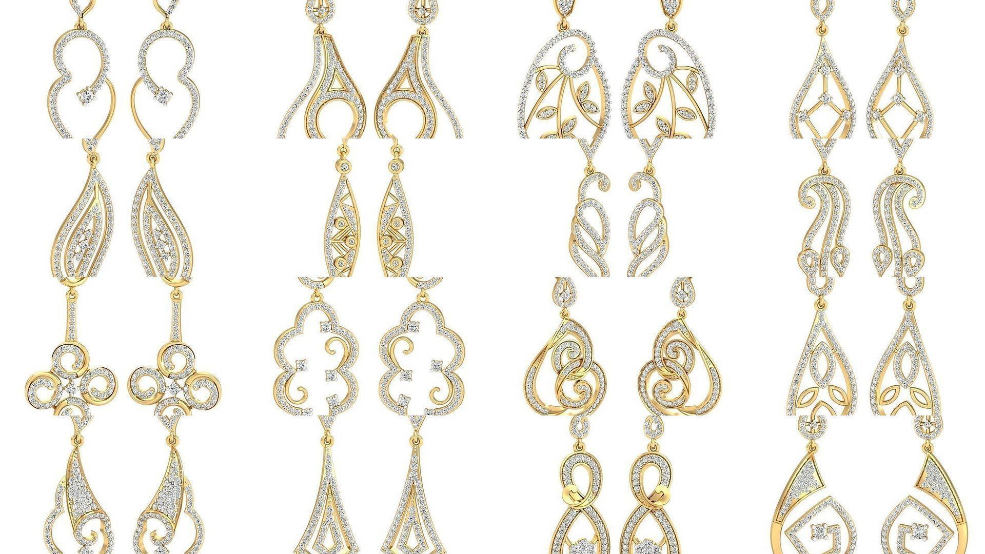 98 Earrings models 3D Model Collection_3