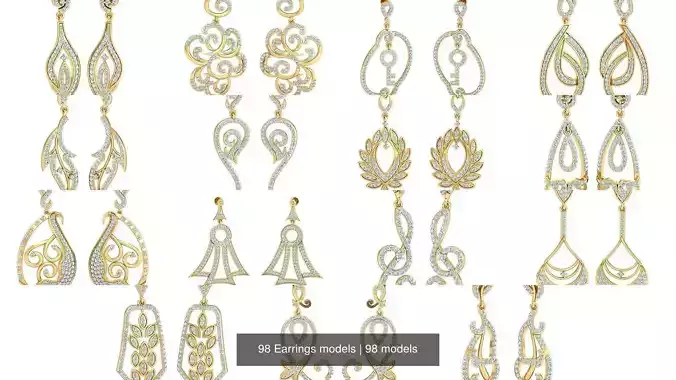 98 Earrings models 3D Model Collection