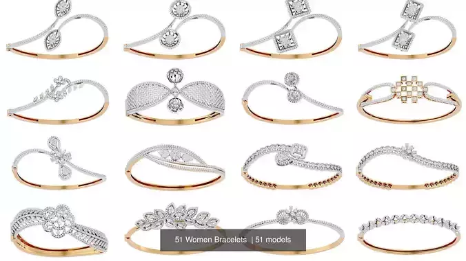 51 Women Bracelets  3D Model Collection