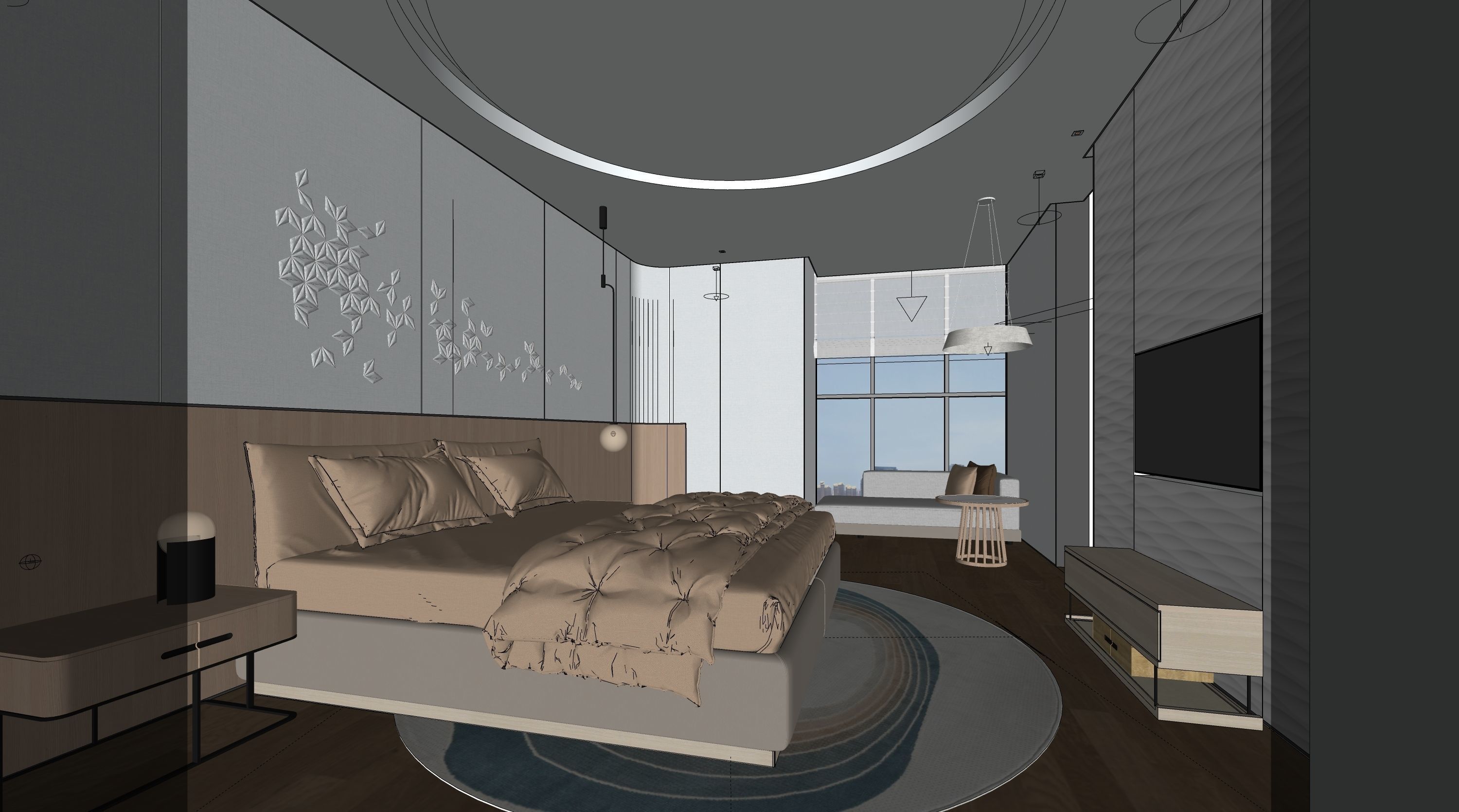 Free Hotel Room 3D SKP model Free 3D model_8