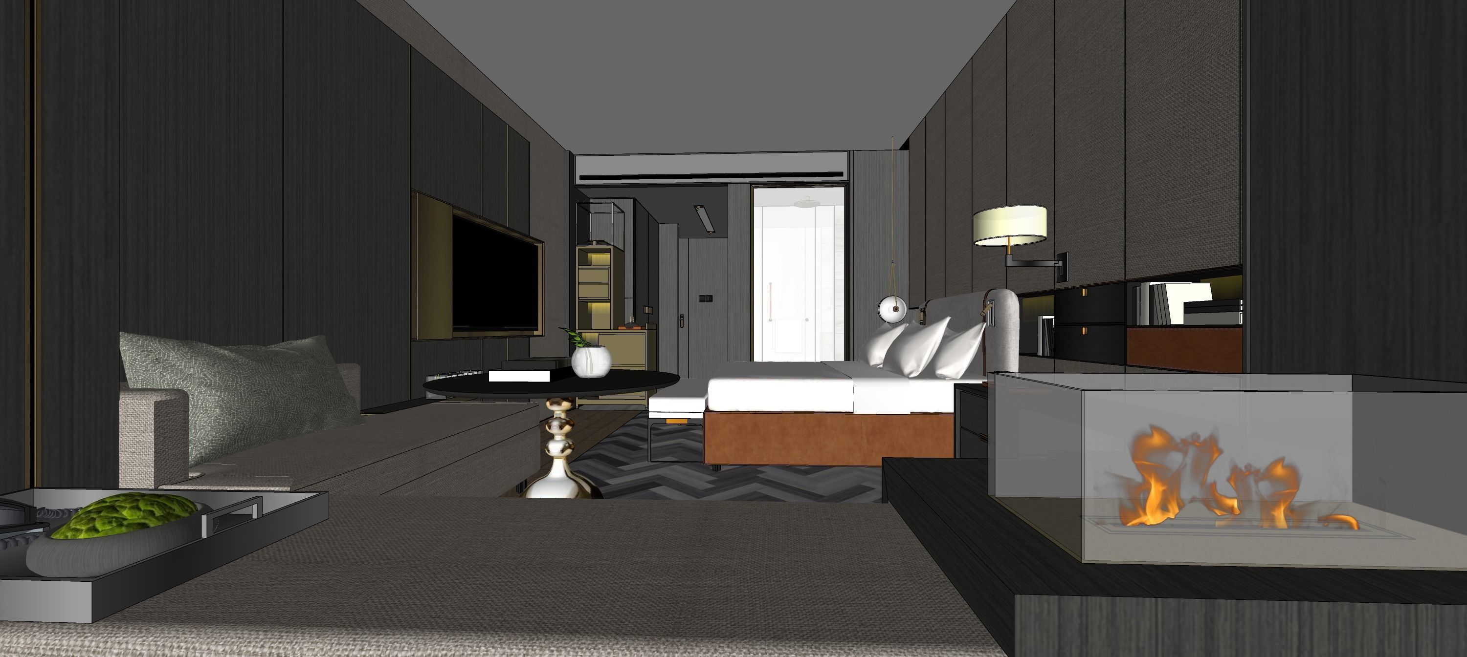 Free Hotel Room 3D SKP model Free 3D model_5