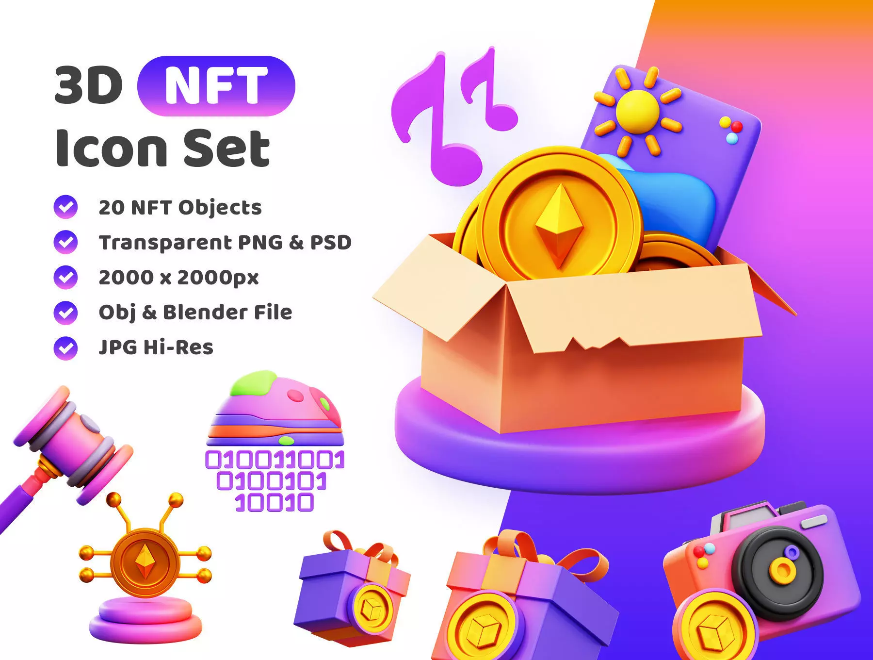NFT Icon Pack 3D Model Low-poly 3D model_0